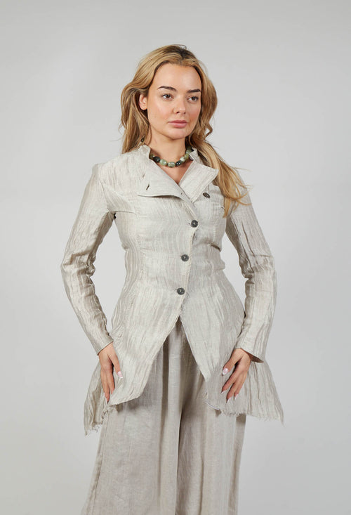 Asymmetrical Jacket in Lino Crush Sand