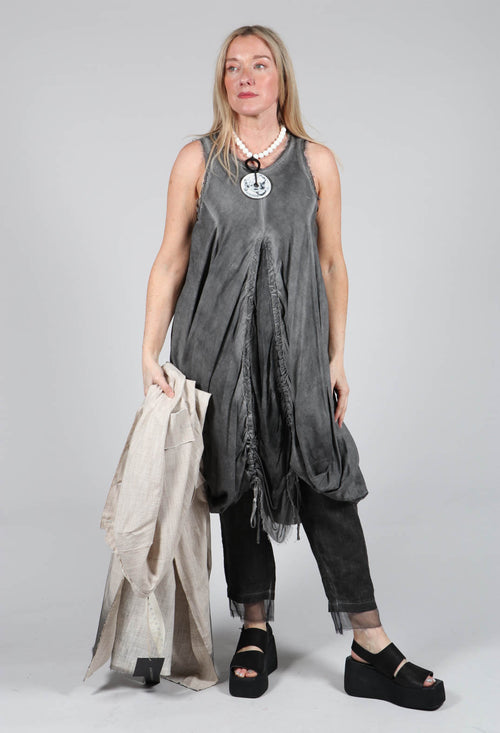 Ruched Dress in Cotone Tinto Freddo Grey Storm