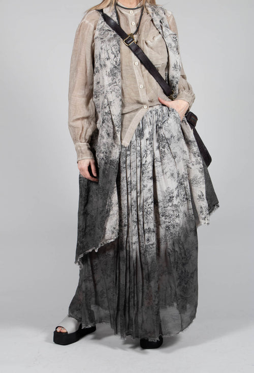 Pleated Ombre Skirt in Viscosa Seta and Cotone Degrade Gold