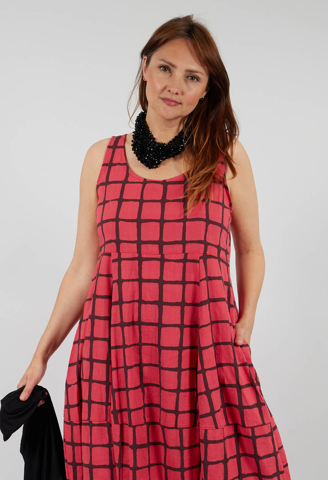 Checkered Dress in Chili