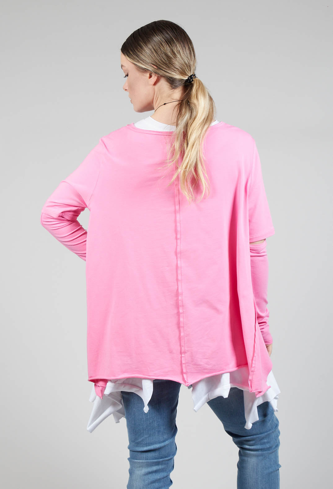 Detached Sleeve T-shirt in Mid-Pink