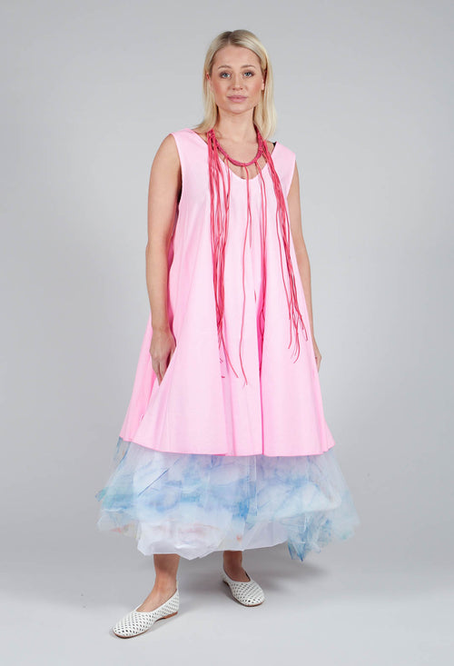 V-Neck Dress in Neon Pink