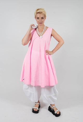 V-Neck Dress in Neon Pink