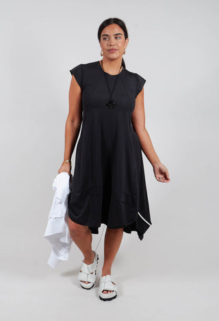 Capped Sleeve Dress in Black