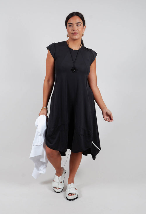 Capped Sleeve Dress in Black
