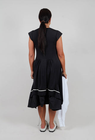 Capped Sleeve Dress in Black