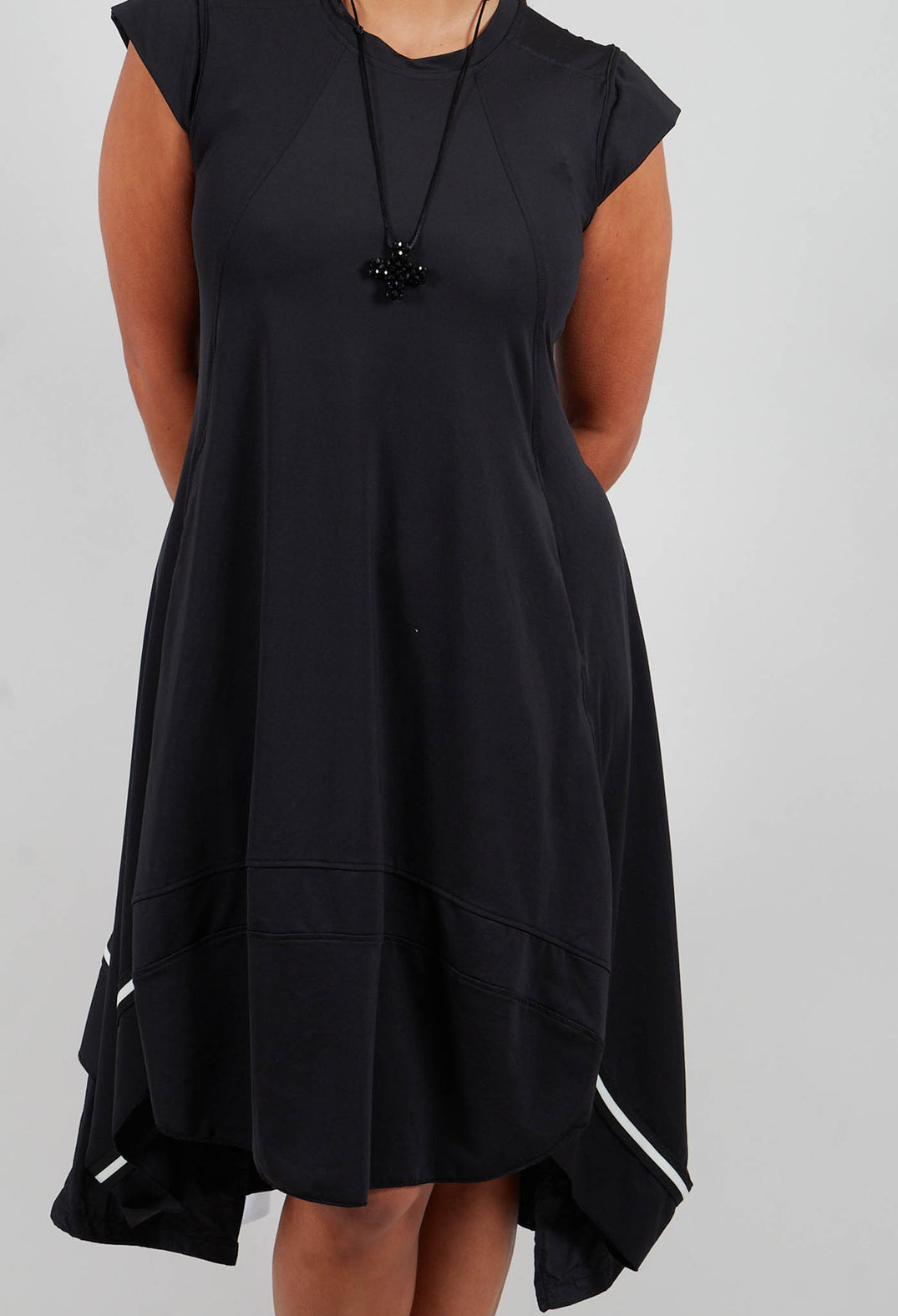 Capped Sleeve Dress in Black