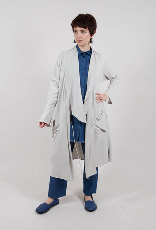 Longline Cardigan with Pockets in Silver