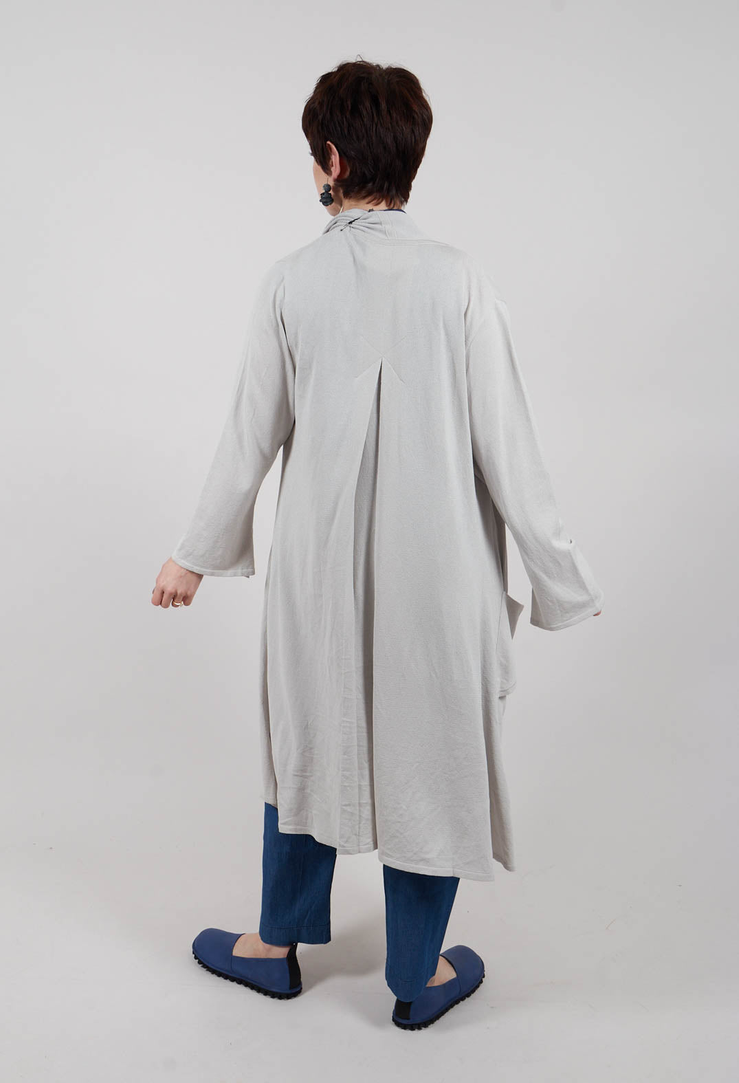 Longline Cardigan with Pockets in Silver