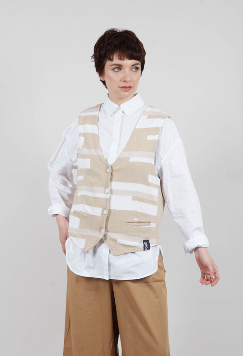 Knitted Waistcoat in Sand and White