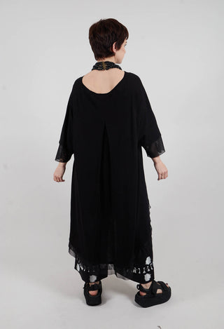 Mesh Hem Dress in Black