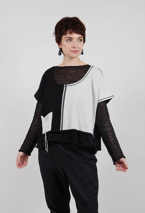 Cropped Stitch Top in Black and Silver