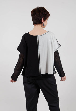Cropped Stitch Top in Black and Silver