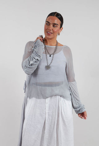 Sheer Long Sleeved Top in Original Grey