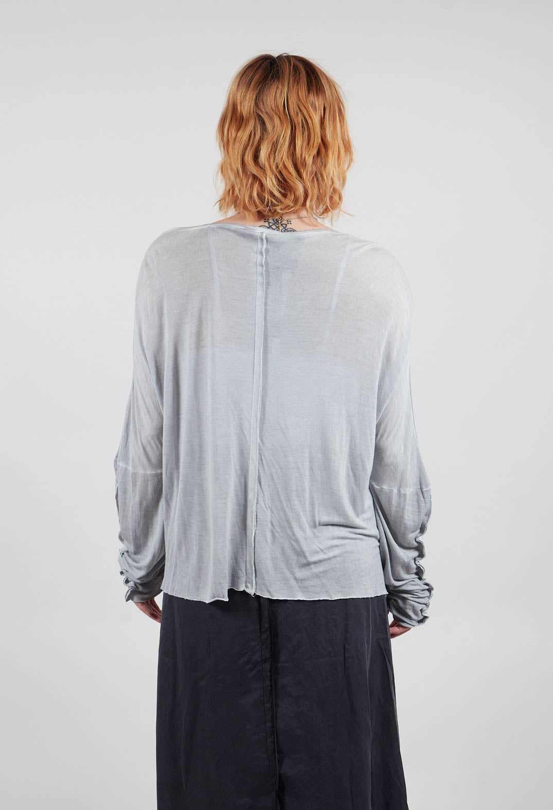 Sheer Long Sleeved Top in Original Grey