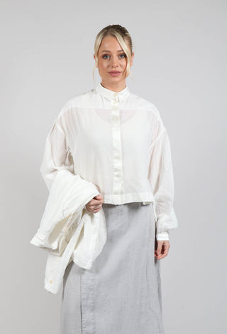 Cropped Cotton Shirt in Original White