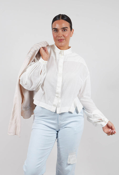 Cropped Cotton Shirt in Original White
