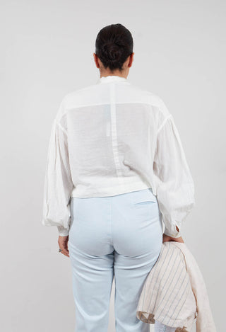 Cropped Cotton Shirt in Original White