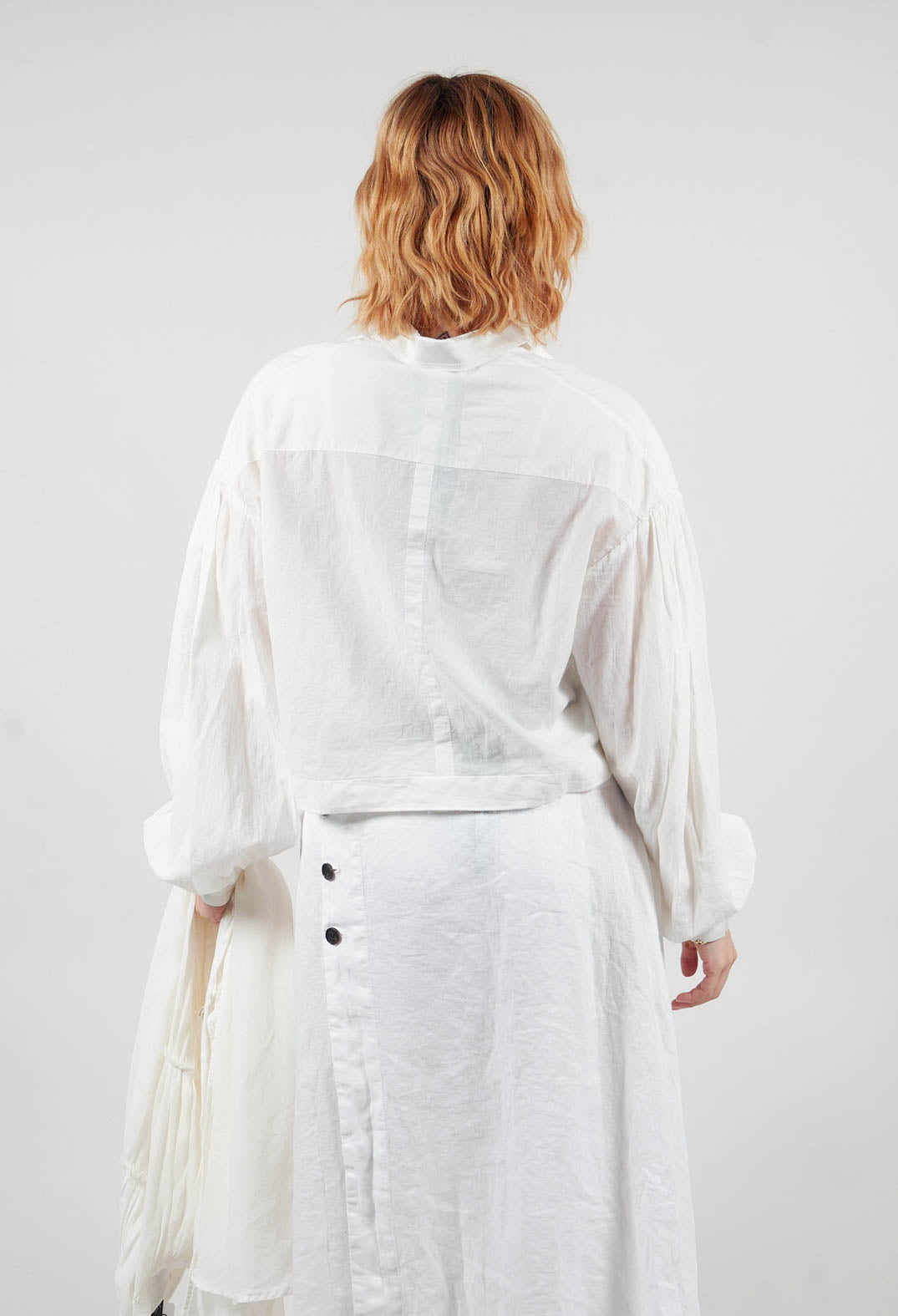 Cropped Cotton Shirt in Original White