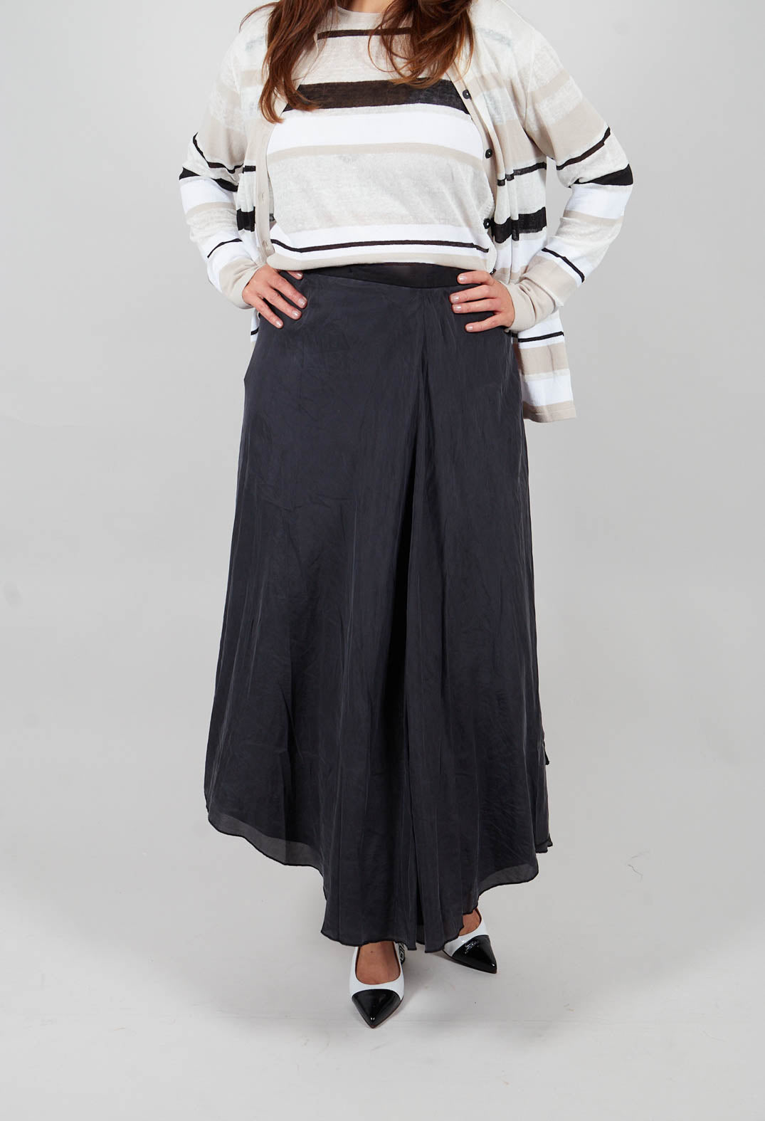 Silk Wrap Skirt in Black