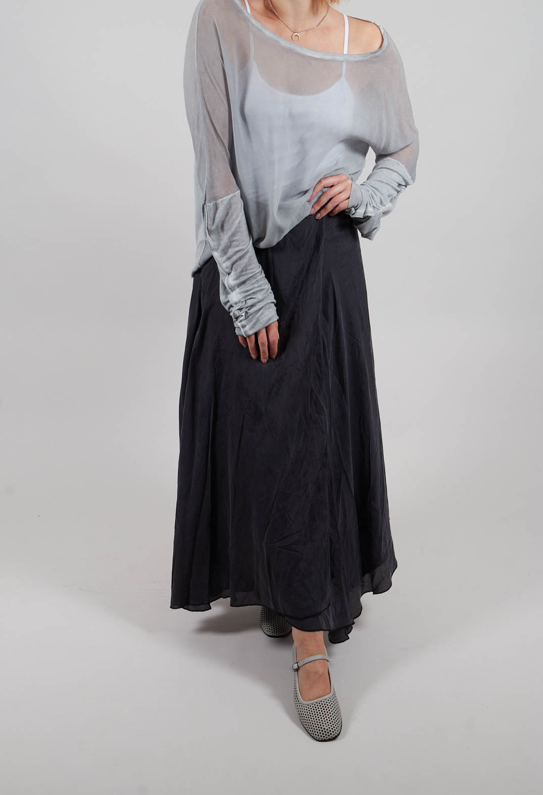 Silk Wrap Skirt in Black