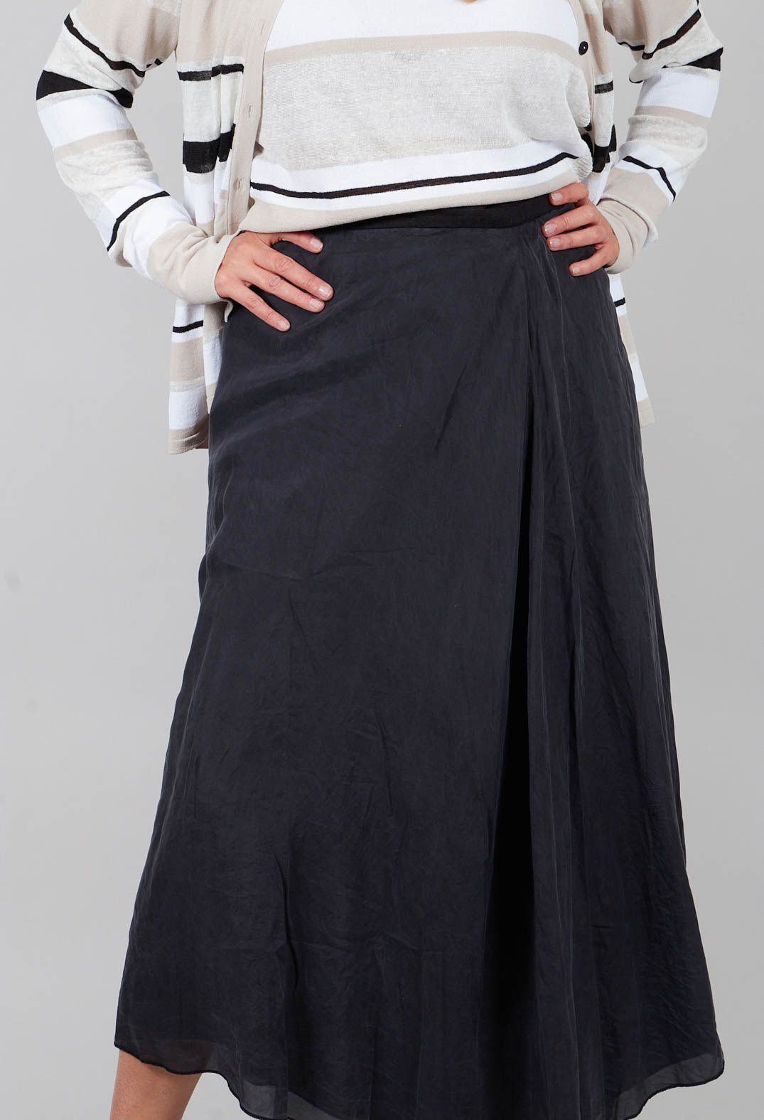 Silk Wrap Skirt in Black