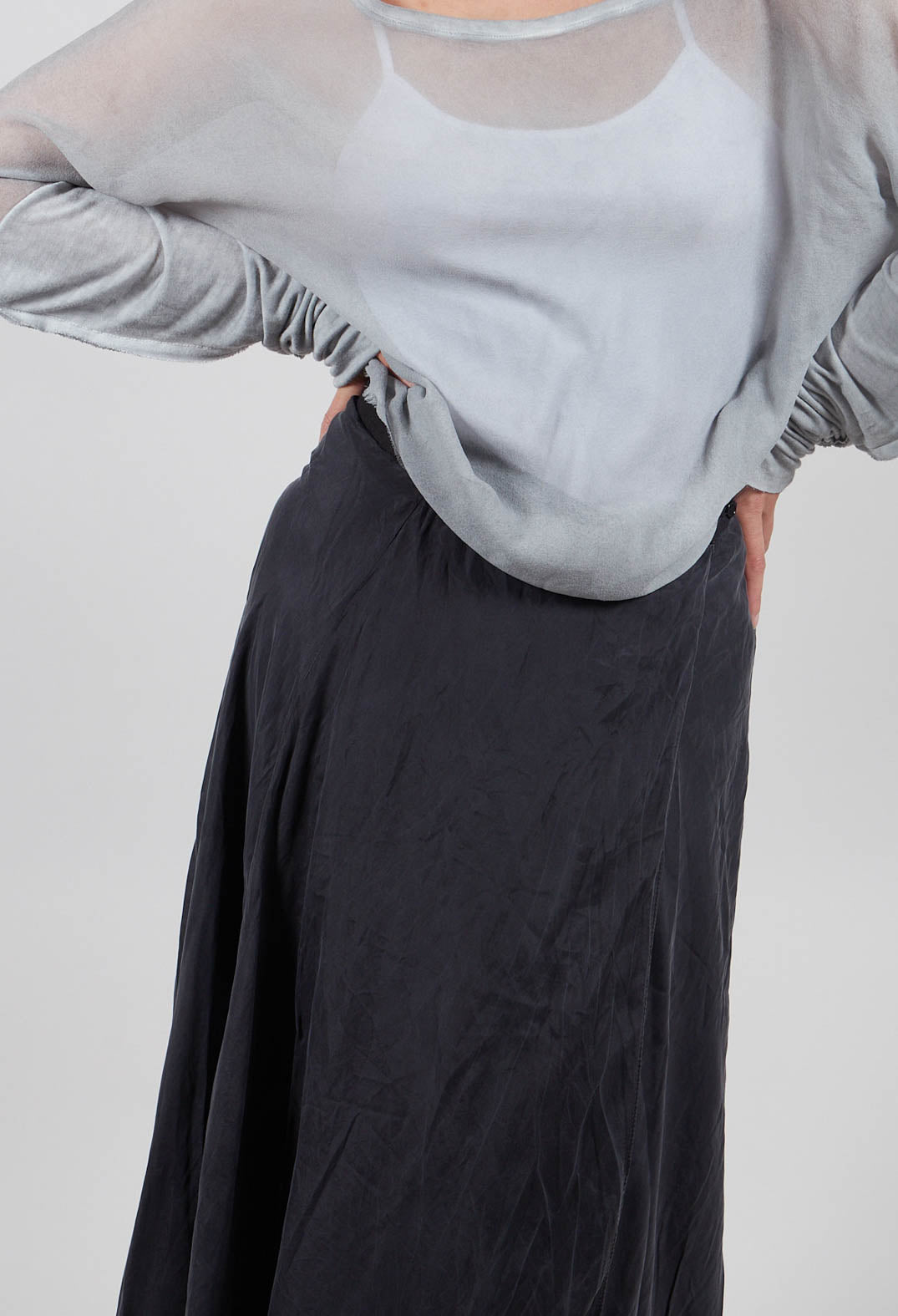 Silk Wrap Skirt in Black