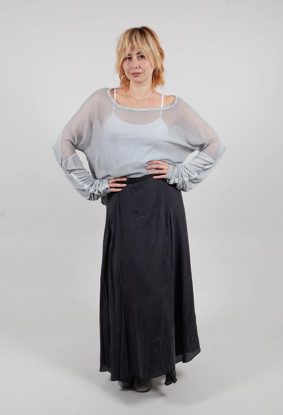 Silk Wrap Skirt in Black