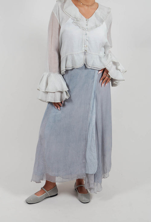Silk Wrap Skirt in Silver Grey