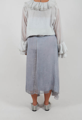 Silk Wrap Skirt in Silver Grey