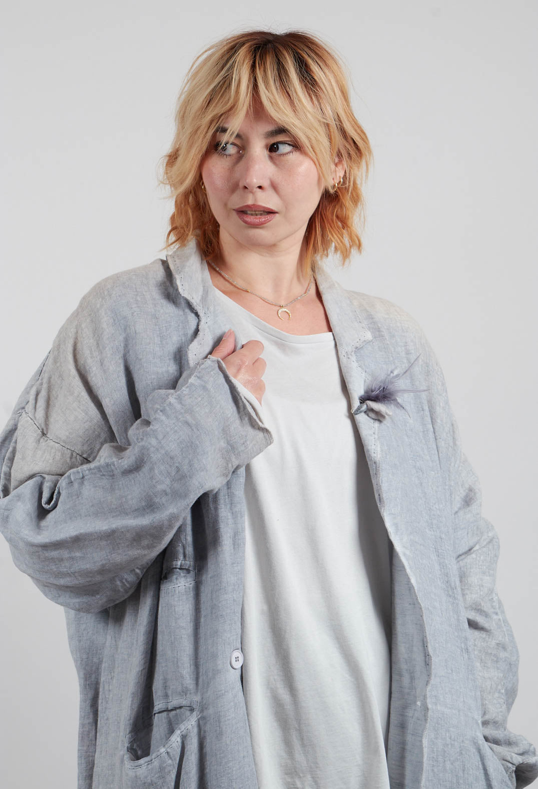 Stitch Cotton Overcoat in Original Grey