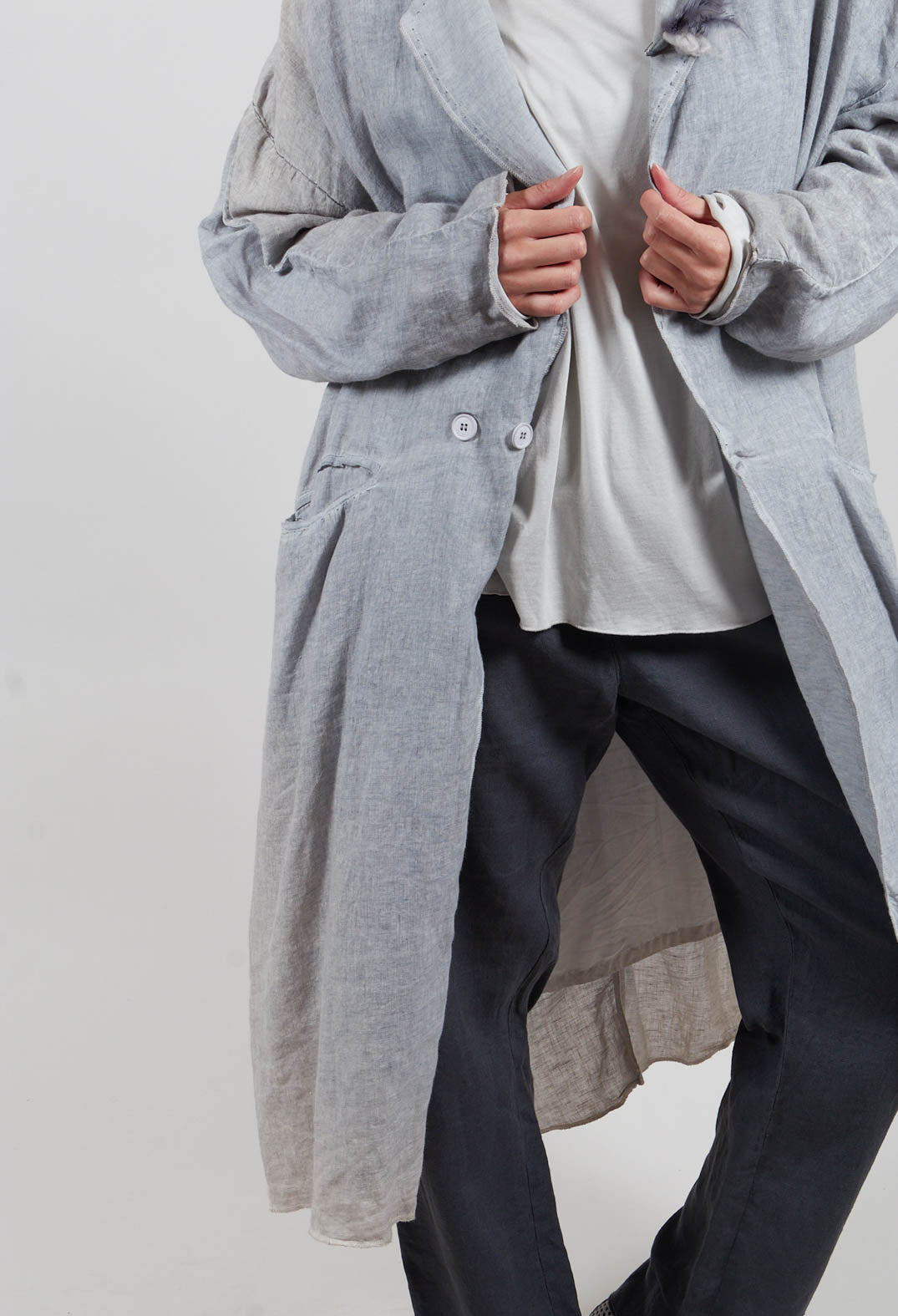 Stitch Cotton Overcoat in Original Grey
