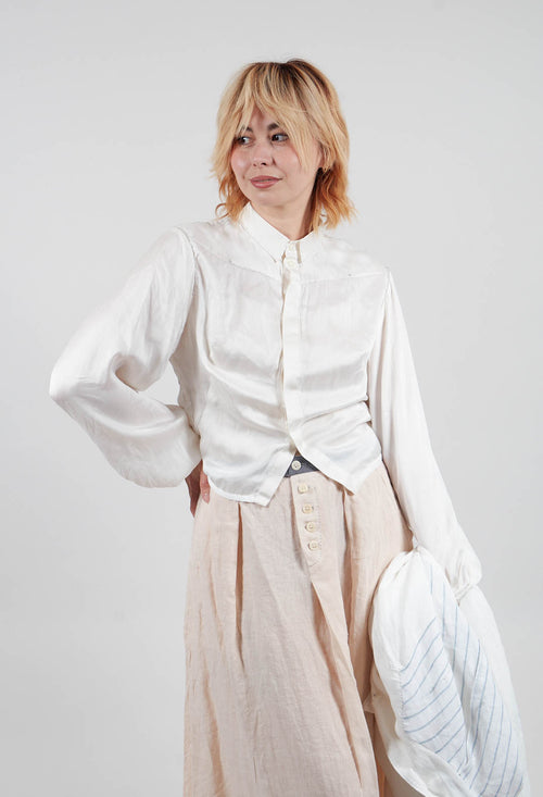 Silk Cropped Shirt in Original White