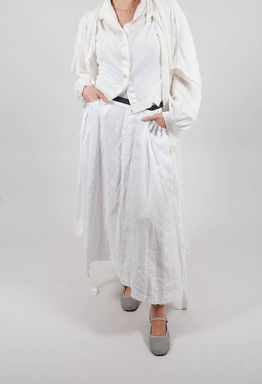 Linen Skirt in Off White