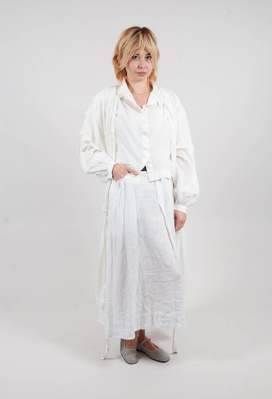 Linen Skirt in Off White