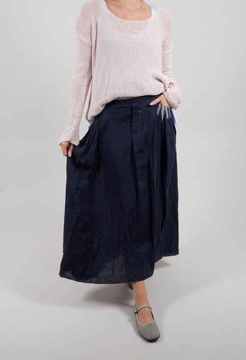 Linen Skirt in Navy