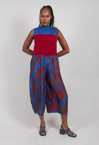 Jumpsuit Turtle Neck Sunflowers in Blue