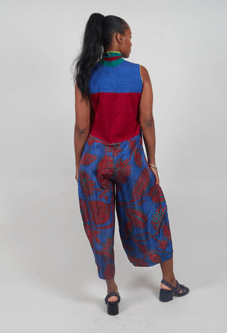 Jumpsuit Turtle Neck Sunflowers in Blue