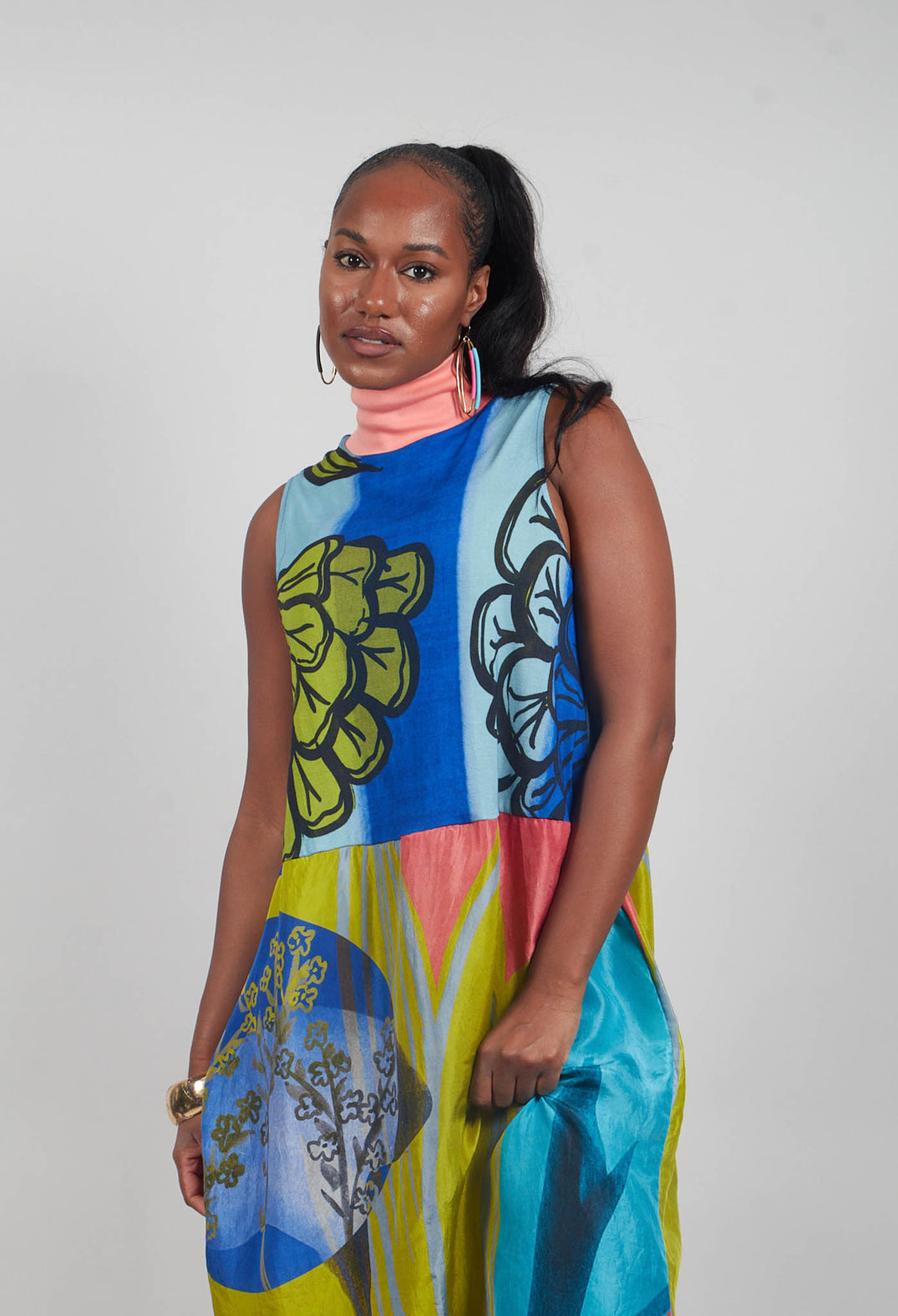 Dress Poppy Turtle Neck Sleeveless Plage in Blue
