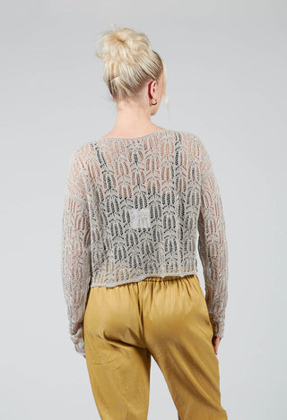 Lace Round-Neck Jumper in Mastic
