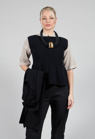 Peplum Sweater Vest in Black