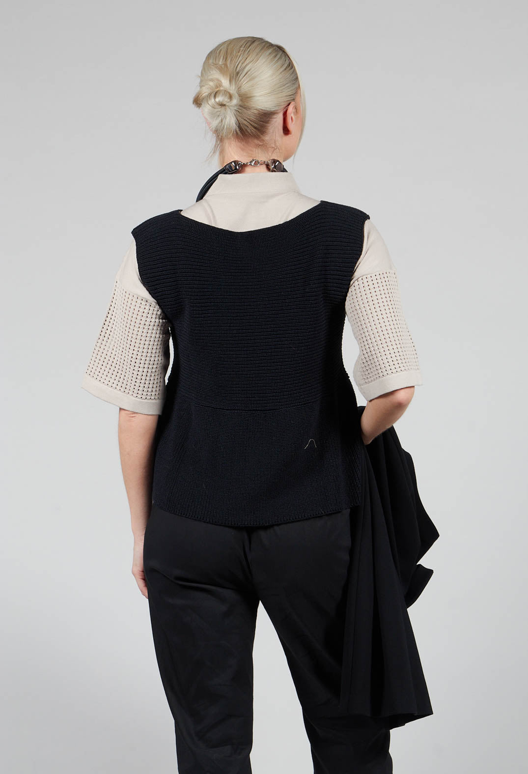 Peplum Sweater Vest in Black