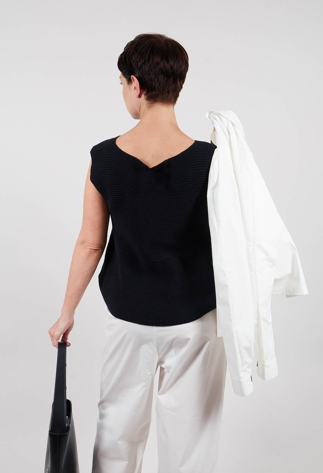 Peplum Sweater Vest in Black