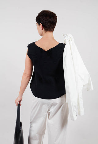 Peplum Sweater Vest in Black