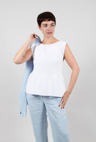 Peplum Sweater Vest in White