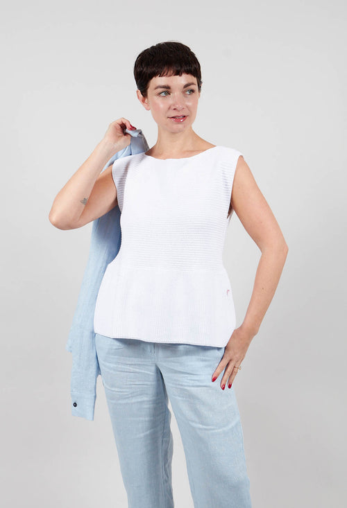 Peplum Sweater Vest in White