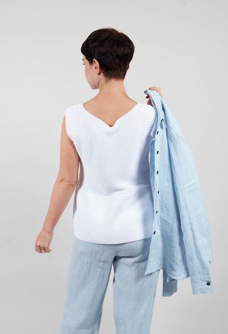 Peplum Sweater Vest in White