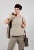 Peplum Sweater Vest in Mastic