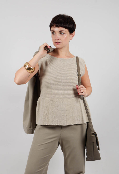 Peplum Sweater Vest in Mastic