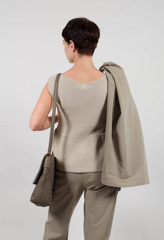 Peplum Sweater Vest in Mastic
